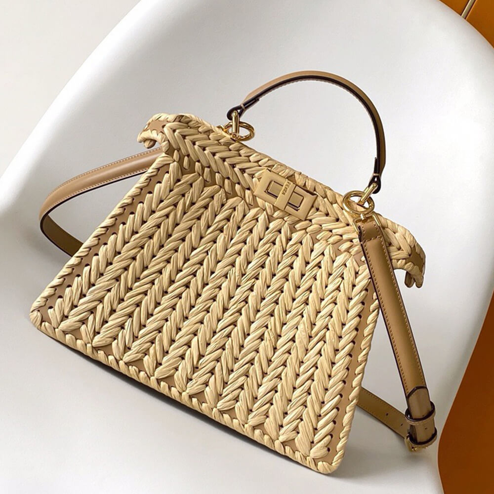 FENDI Peekaboo ISeeU Small Raffia(TAX-FREE GRADE)